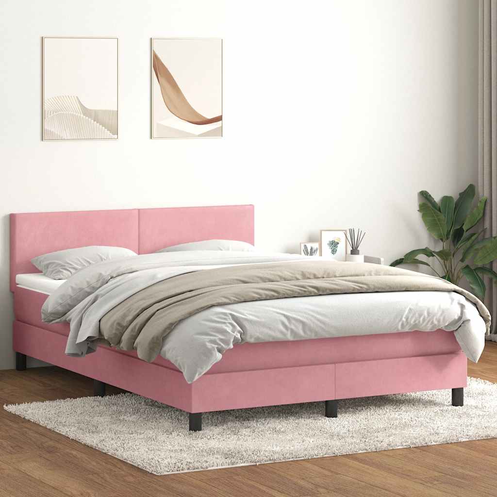 Giroletto a Molle con Materasso Rosa 160x220 cm in Velluto | homemem39