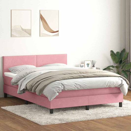 Giroletto a Molle con Materasso Rosa 160x220 cm in Velluto | homemem39