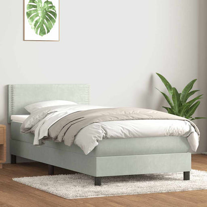 Giroletto a Molle con Materasso Grigio Chiaro 80x210 cm Velluto