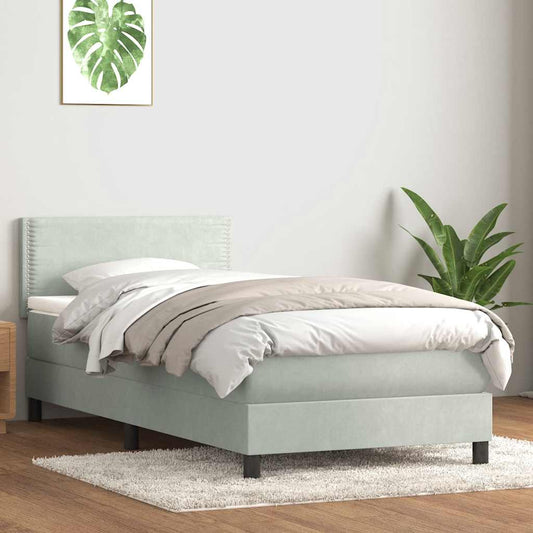 Giroletto a Molle con Materasso grigio chiaro 90x210 cm Velluto | homemem39