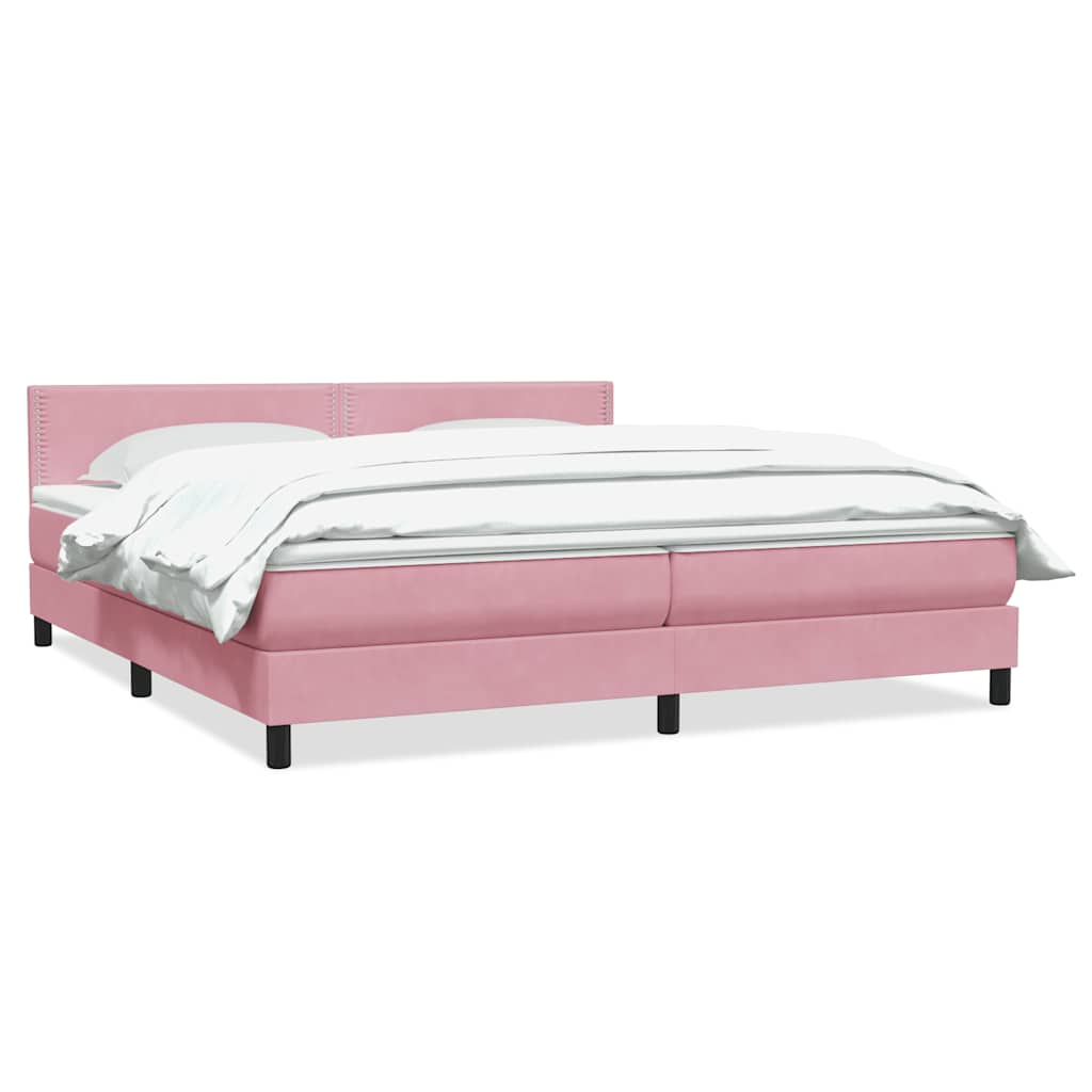 Giroletto a Molle con Materasso Rosa 180x210 cm in Velluto | homemem39