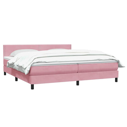 Giroletto a Molle con Materasso Rosa 180x210 cm in Velluto | homemem39
