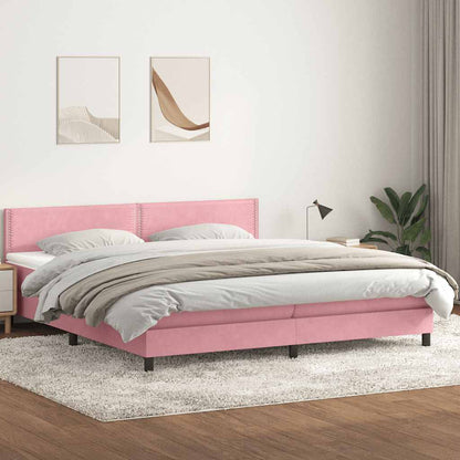 Giroletto a Molle con Materasso Rosa 180x210 cm in Velluto | homemem39