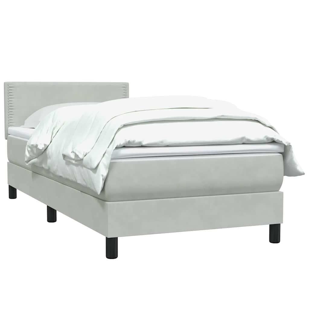Giroletto a Molle con Materasso Grigio Chiaro 80x220 cm Velluto | homemem39