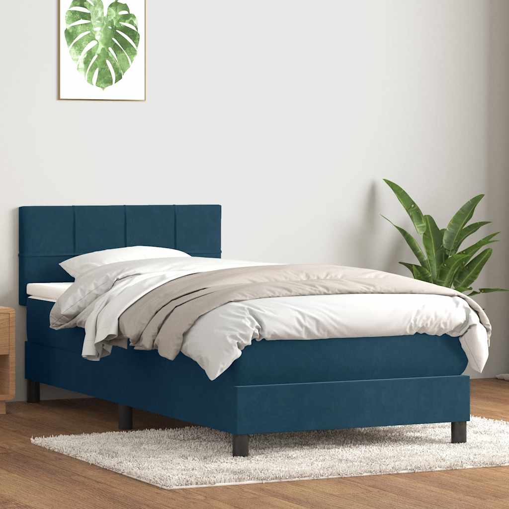 Giroletto a Molle con Materasso Blu Scuro 80x210 cm Velluto | homemem39