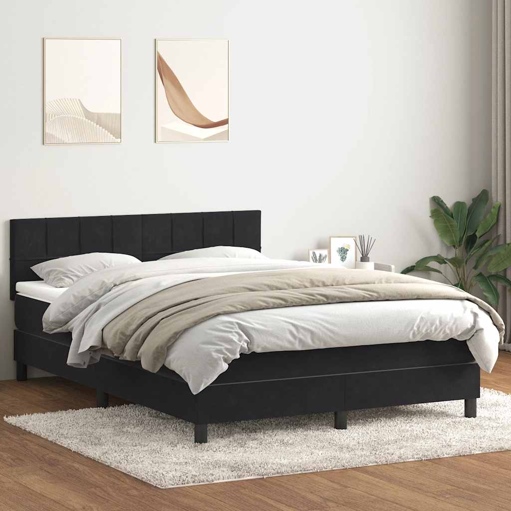 Giroletto a Molle con Materasso Nero 160x210 cm in Velluto | homemem39