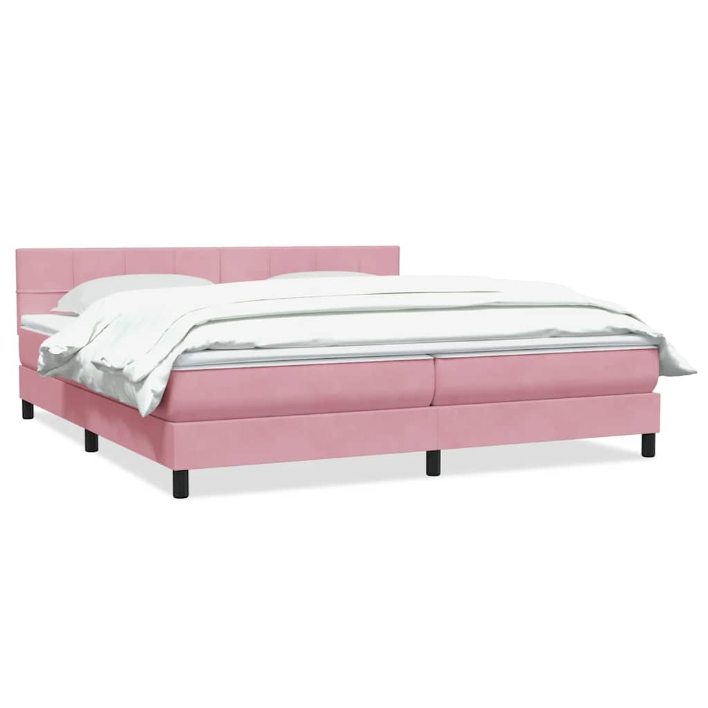 Giroletto a Molle con Materasso Rosa 180x210 cm in Velluto | homemem39