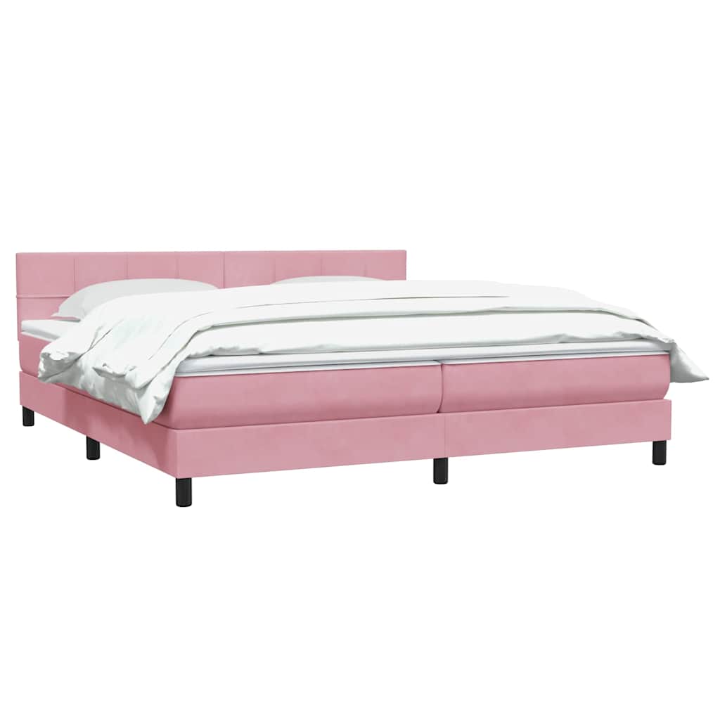 Giroletto a Molle con Materasso Rosa 180x210 cm in Velluto | homemem39