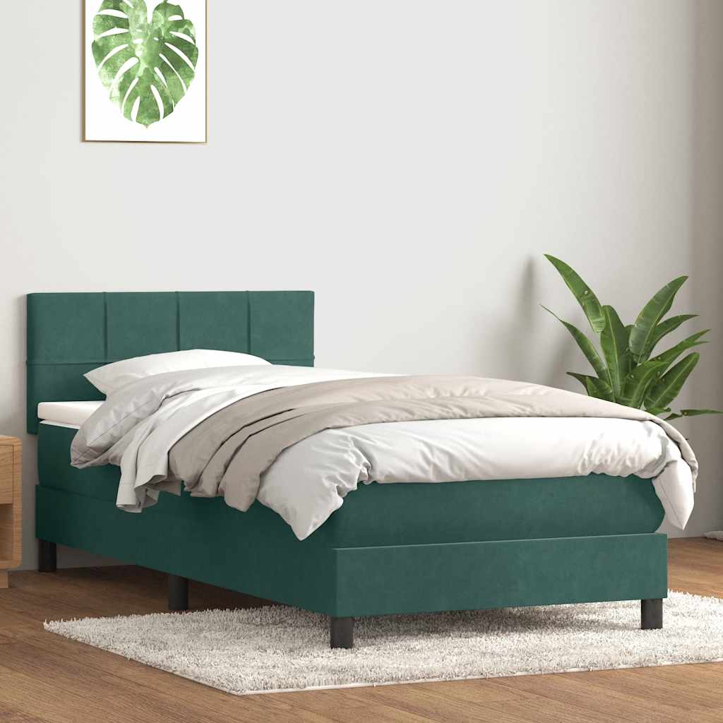 Giroletto a Molle con Materasso Verde Scuro 80x220 cm Velluto - homemem39