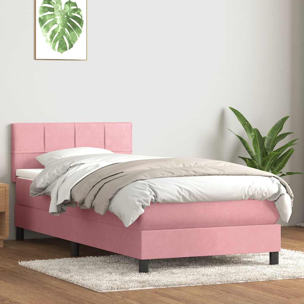 Giroletto a Molle con Materasso Rosa 80x220 cm Velluto | homemem39