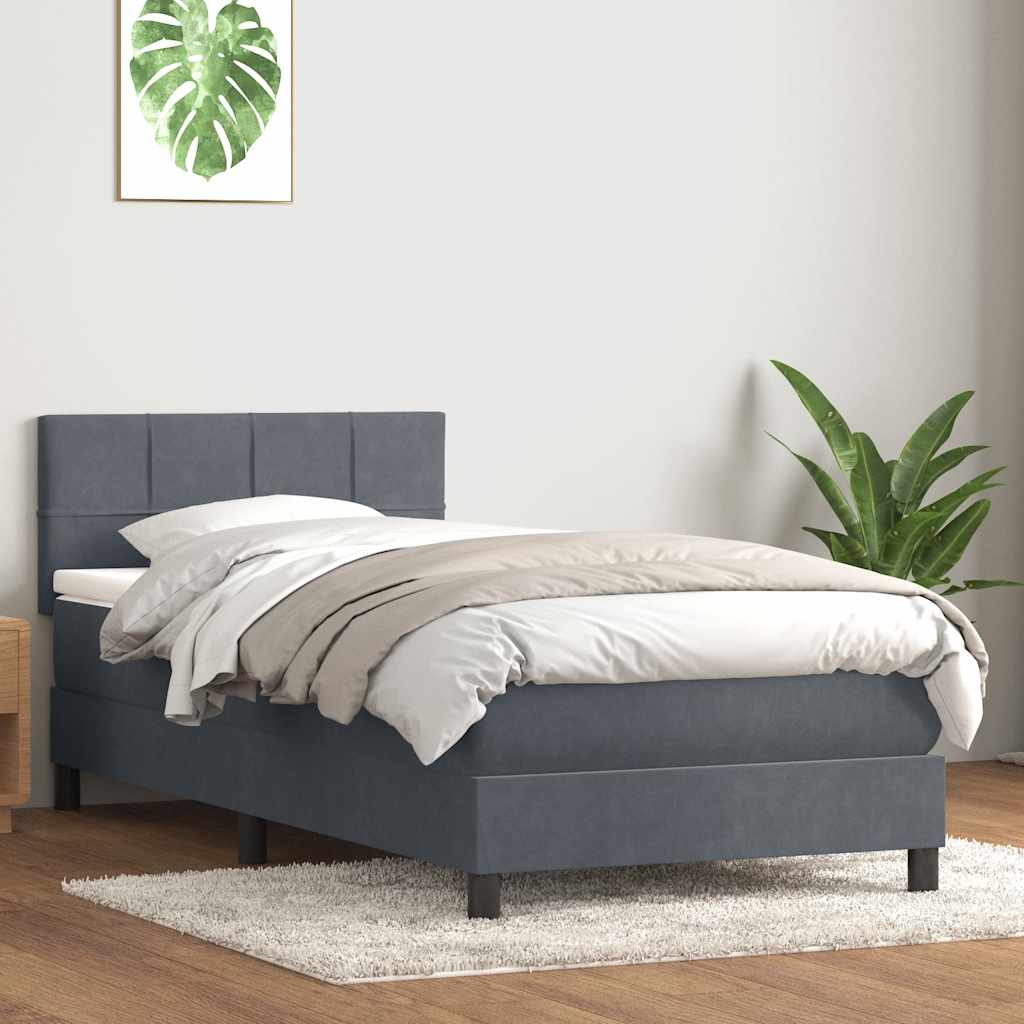 Giroletto a Molle con Materasso Grigio Scuro 90x220 cm Velluto | homemem39
