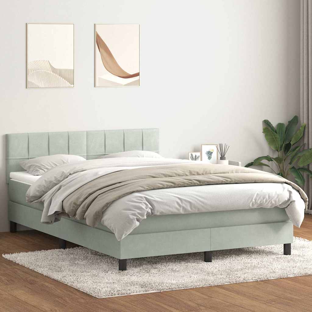 Giroletto a Molle con Materasso Grigio Chiaro 160x220cm Velluto | homemem39