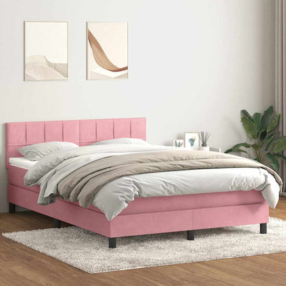 Giroletto a Molle con Materasso Rosa 160x220 cm in Velluto | homemem39