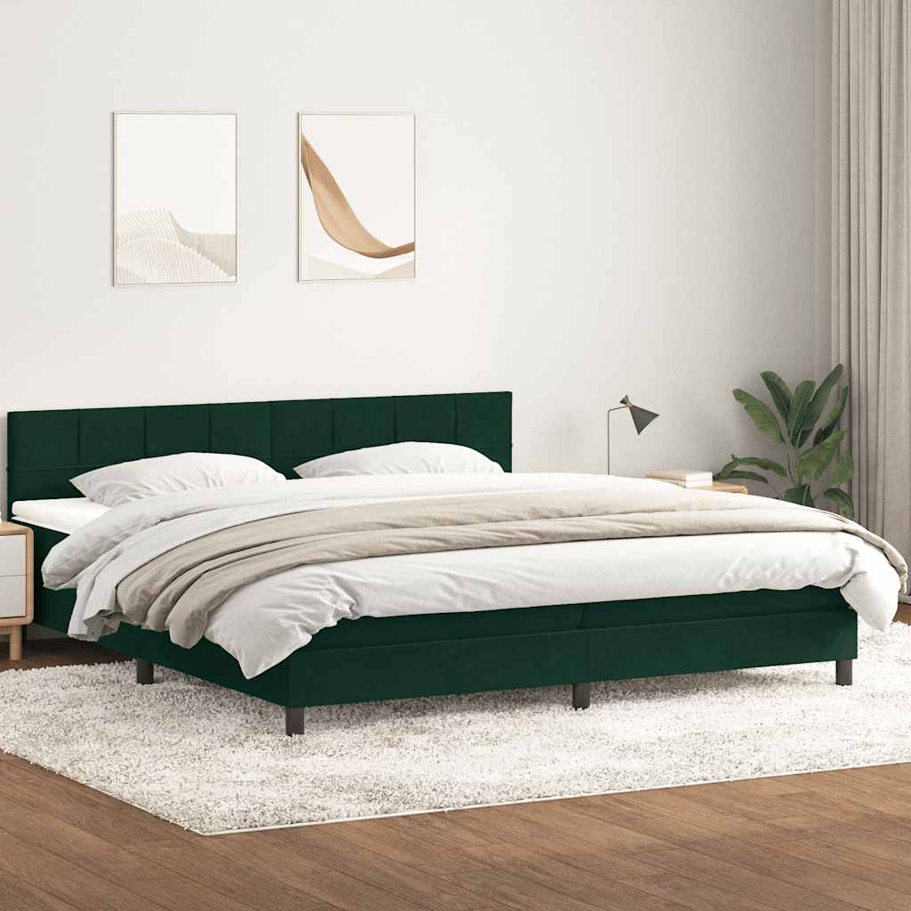 Giroletto a Molle con Materasso Verde Scuro 180x220 cm Velluto | homemem39