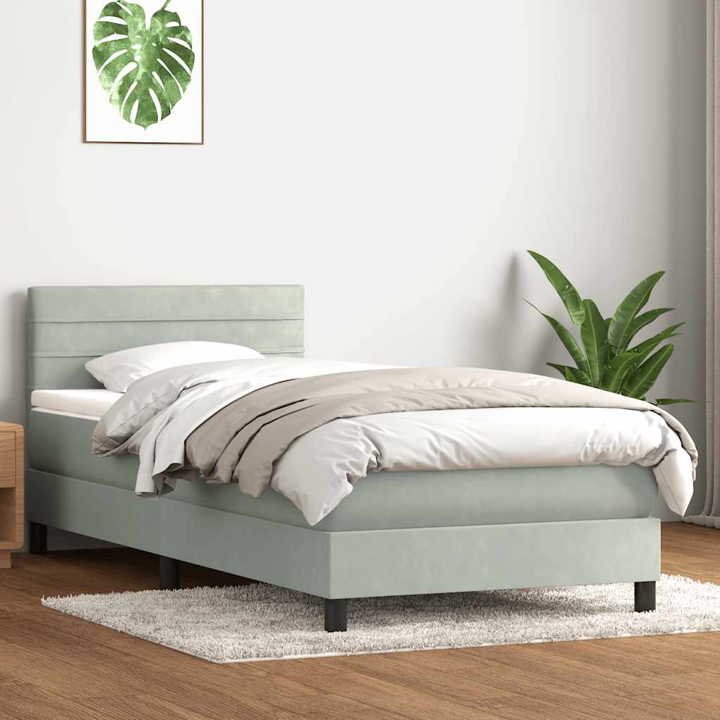 Giroletto a Molle con Materasso Grigio Chiaro 80x210 cm Velluto | homemem39
