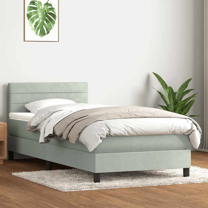 Giroletto a Molle con Materasso Grigio Chiaro 80x210 cm Velluto | homemem39