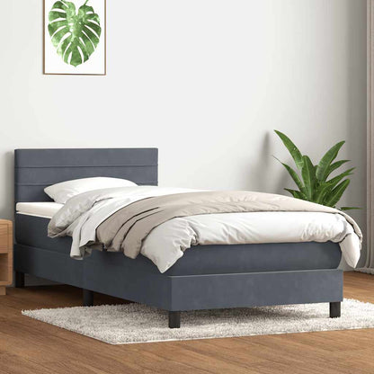 Giroletto a Molle con Materasso Grigio Scuro 80x210 cm Velluto | homemem39