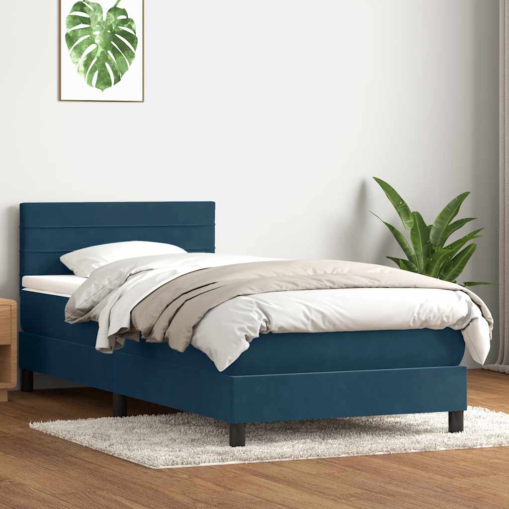 Giroletto a Molle con Materasso Blu Scuro 80x210 cm Velluto | homemem39