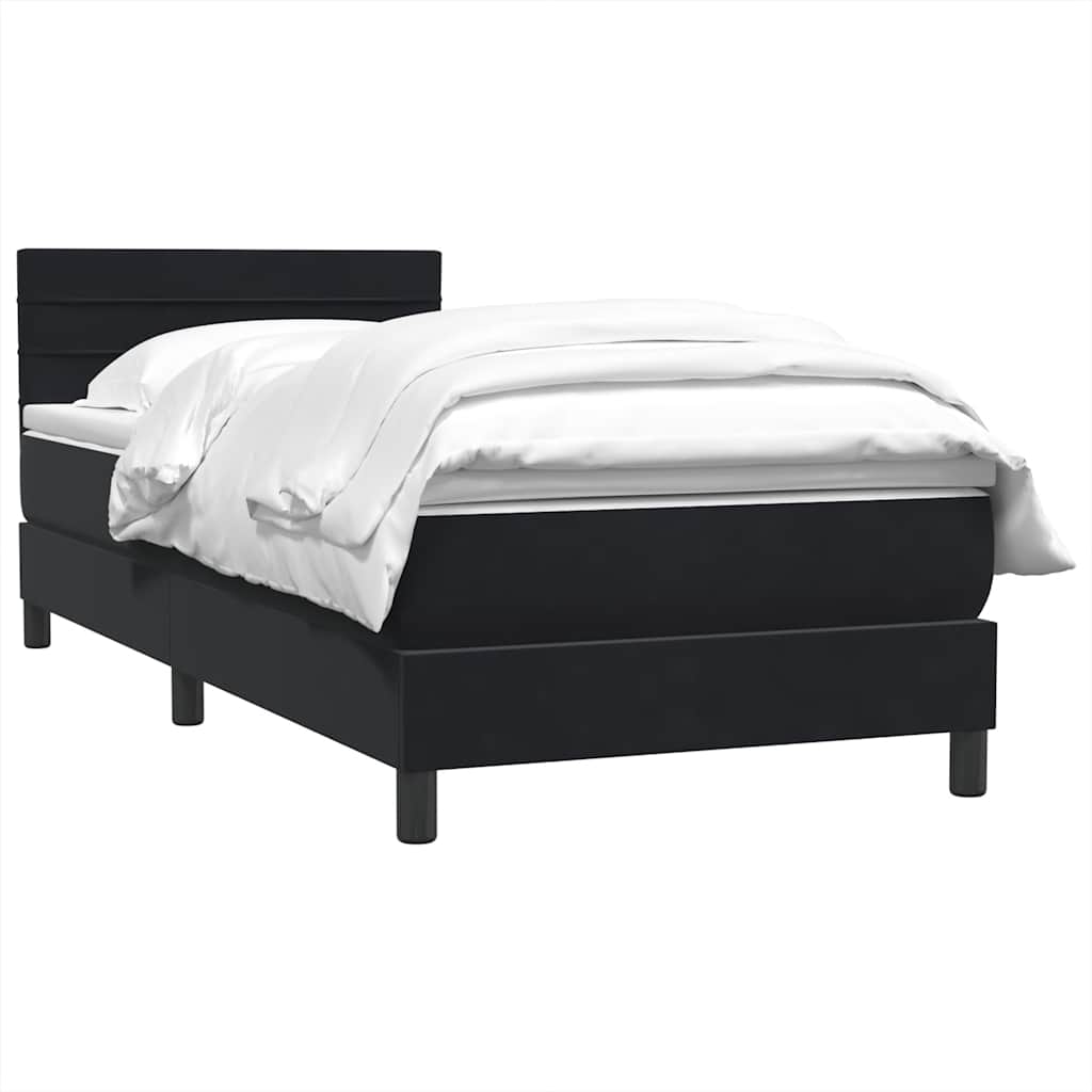 Giroletto a Molle con Materasso Nero 90x210 cm in Velluto | homemem39