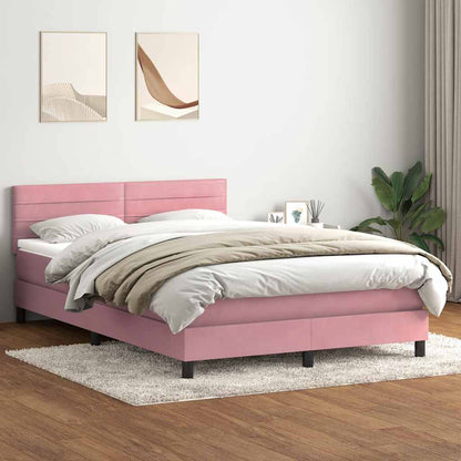 Giroletto a Molle con Materasso Rosa 140x210 cm in Velluto | homemem39