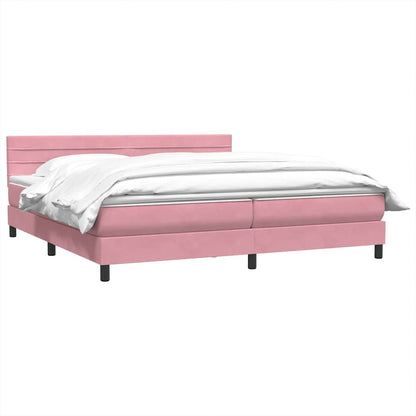 Giroletto a Molle con Materasso Rosa 180x210 cm in Velluto | homemem39