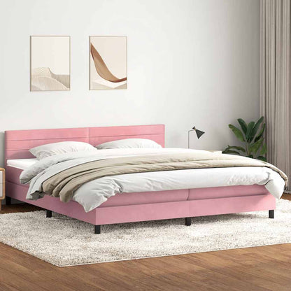 Giroletto a Molle con Materasso Rosa 180x210 cm in Velluto | homemem39