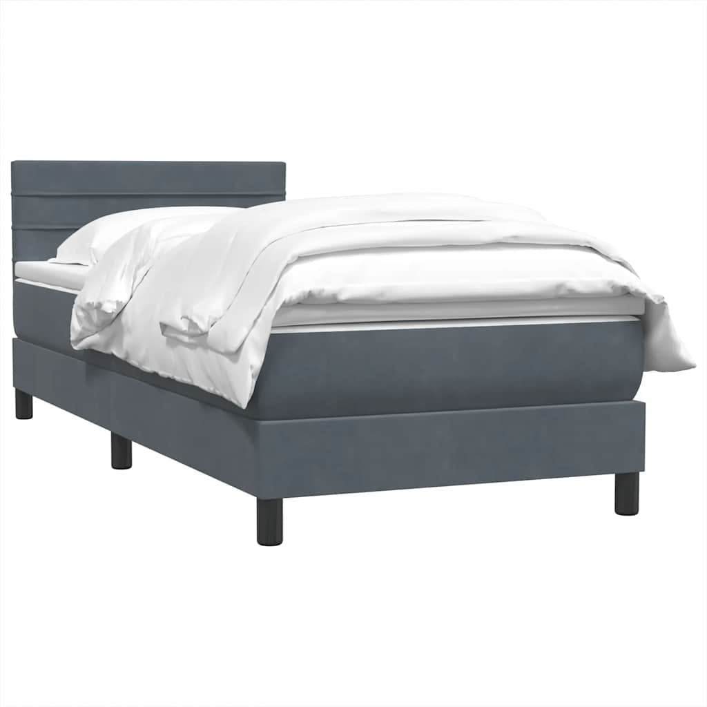 Giroletto a Molle con Materasso Grigio Scuro 80x220 cm Velluto | homemem39