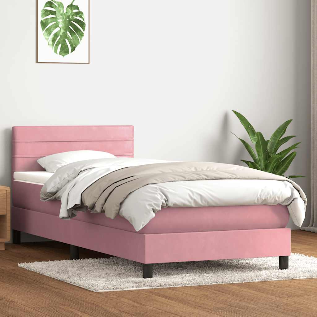 Giroletto a Molle con Materasso Rosa 80x220 cm Velluto | homemem39