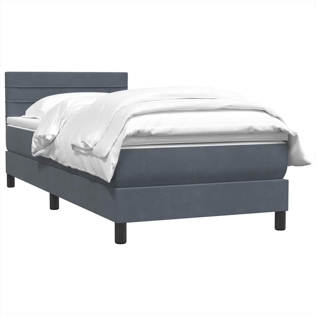 Giroletto a Molle con Materasso Grigio Scuro 90x220 cm Velluto | homemem39