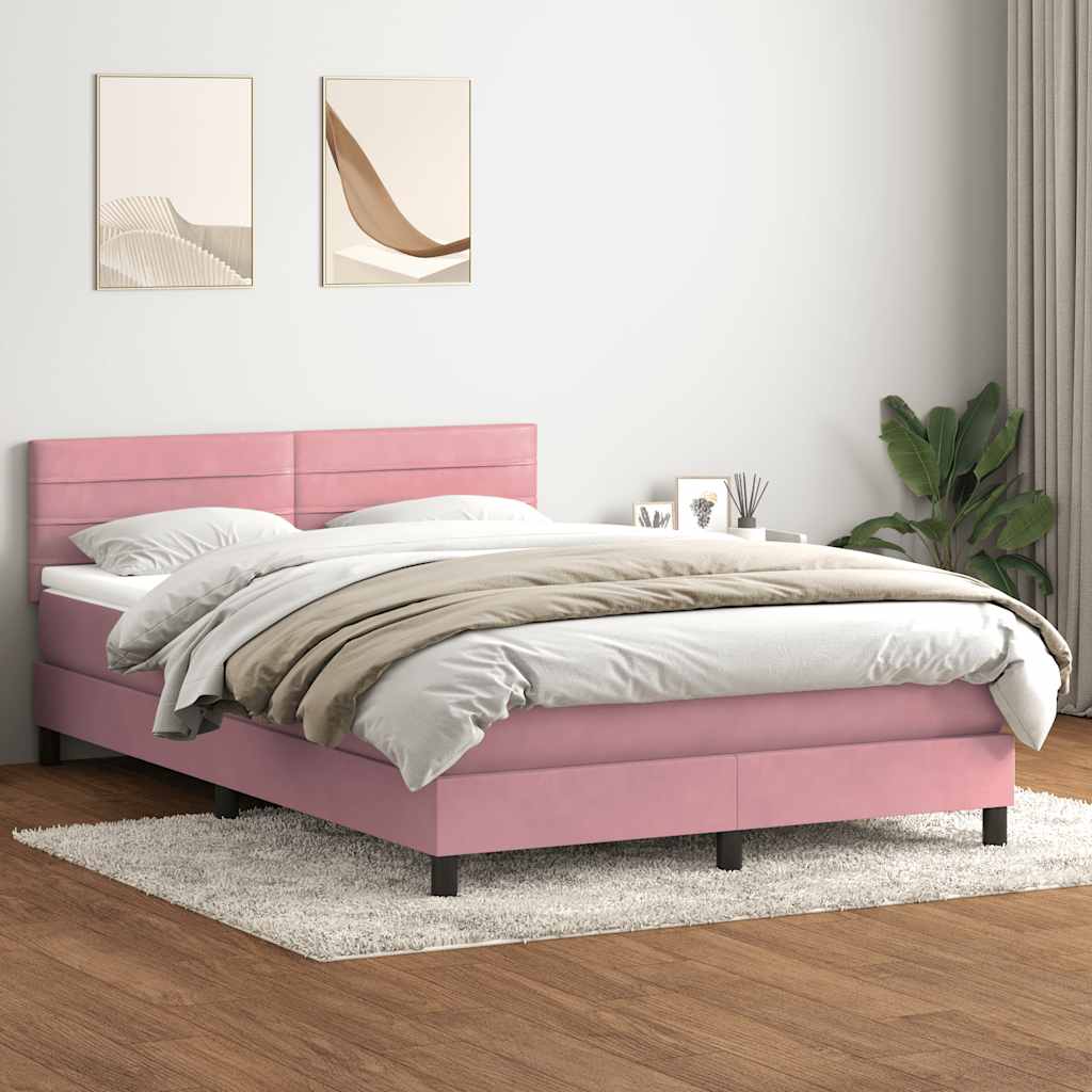 Giroletto a Molle con Materasso Rosa 140x220 cm in Velluto | homemem39