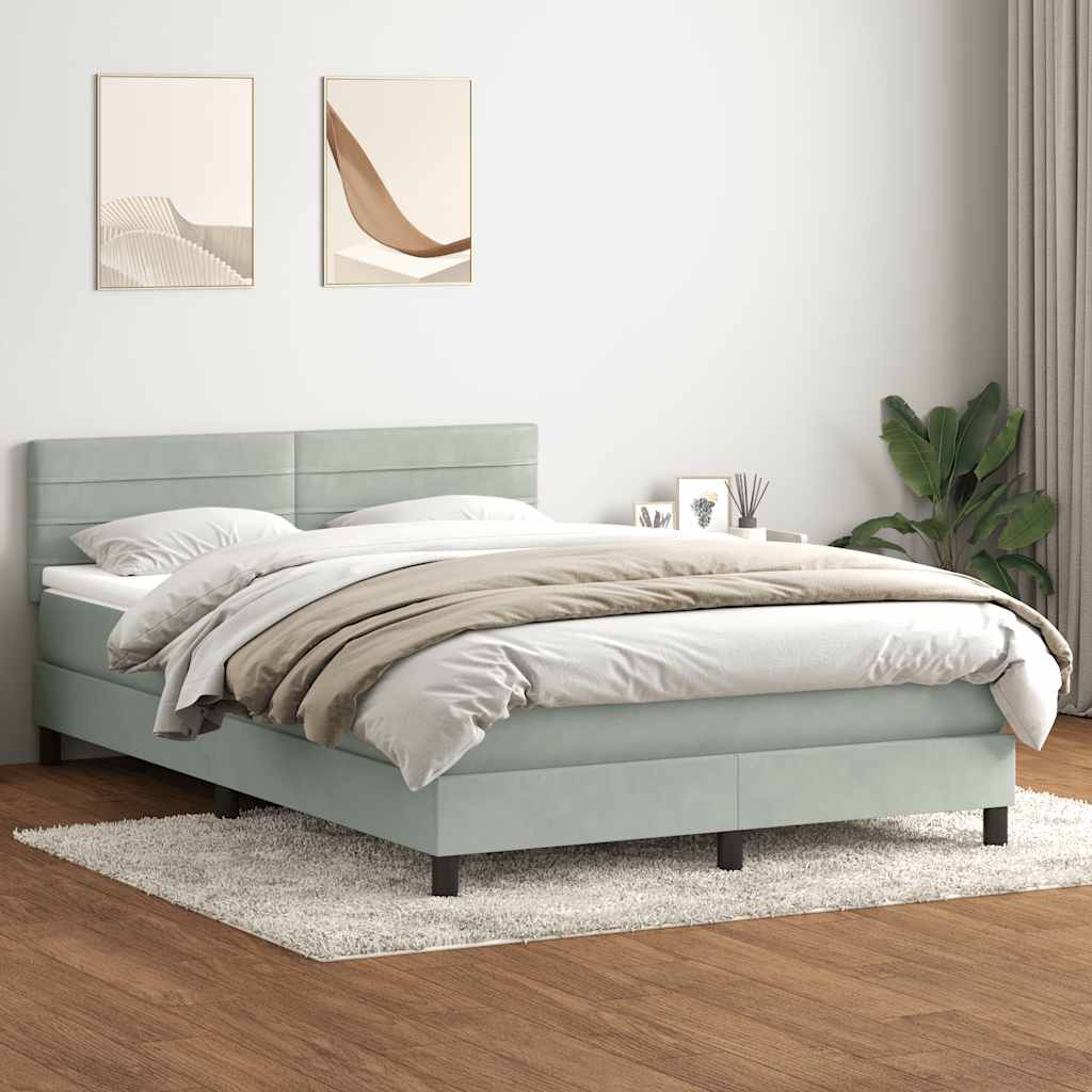 Giroletto a Molle con Materasso Grigio Chiaro 160x220cm Velluto | homemem39