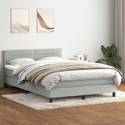Giroletto a Molle con Materasso Grigio Chiaro 160x220cm Velluto | homemem39