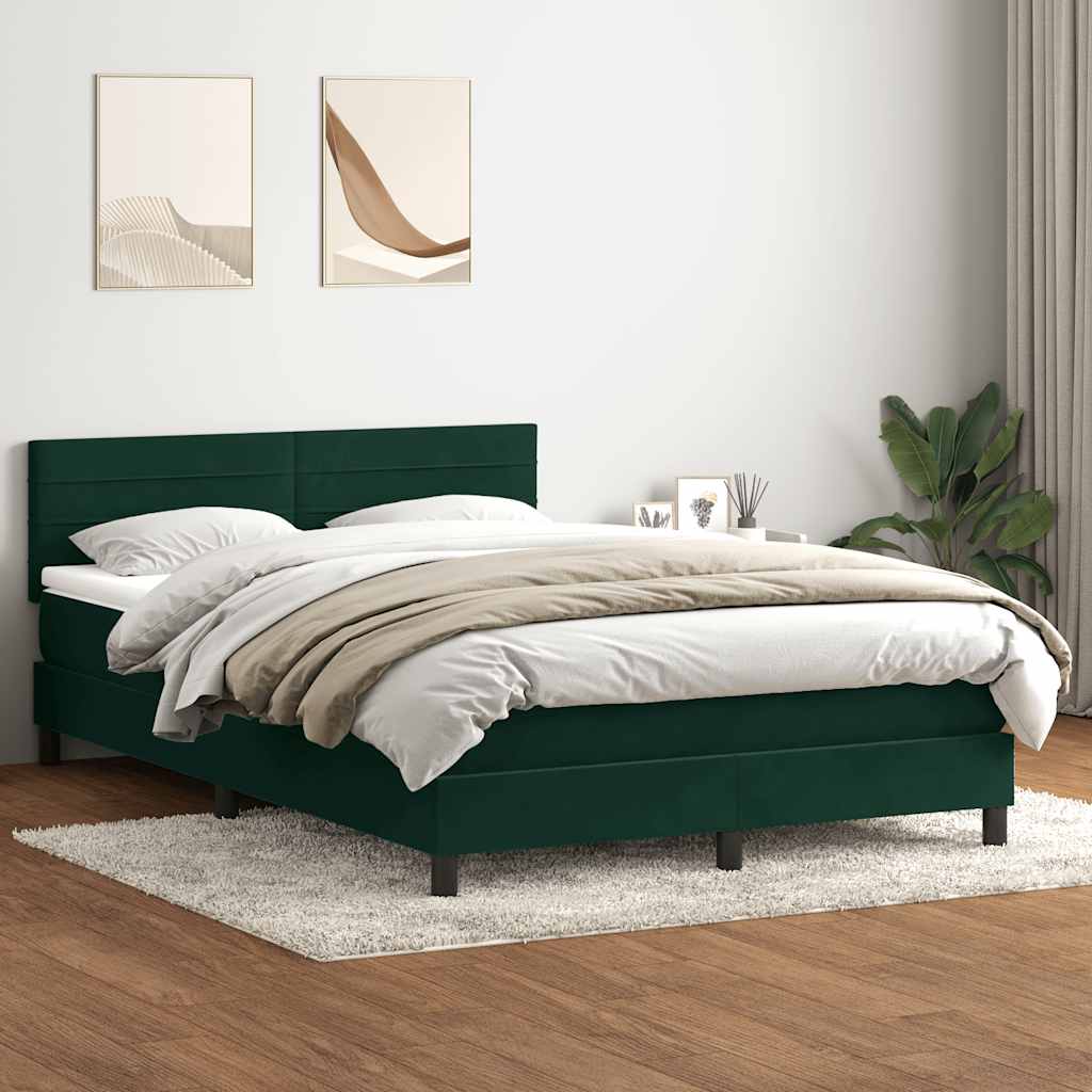 Giroletto a Molle con Materasso Verde Scuro 160x220 cm Velluto | homemem39