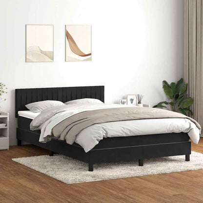 Giroletto a Molle con Materasso Nero 160x210 cm in Velluto