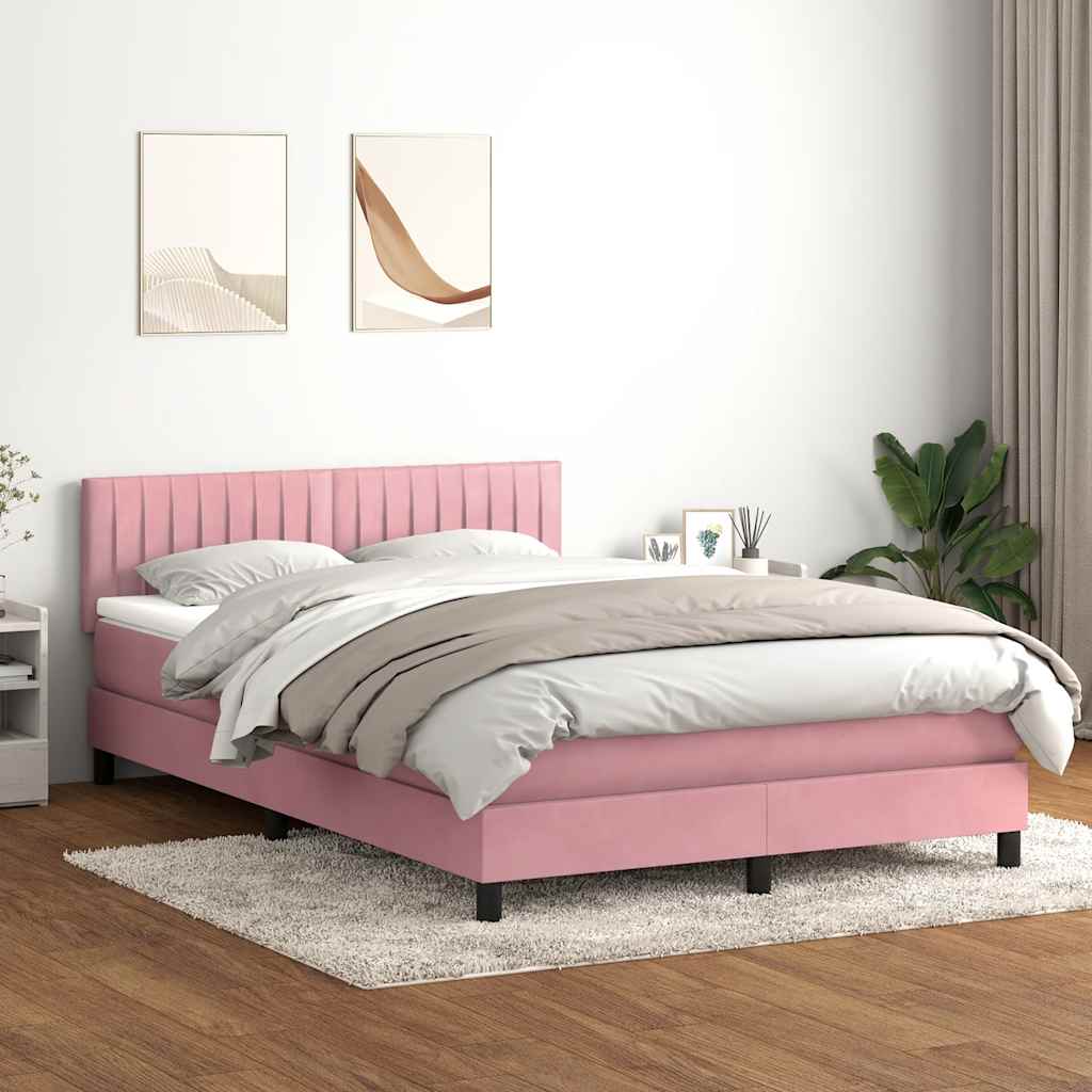 Giroletto a Molle con Materasso Rosa 160x210 cm in Velluto