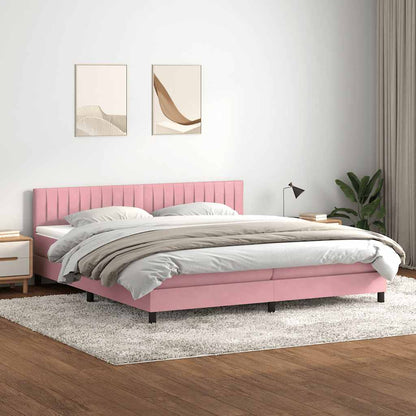 Giroletto a Molle con Materasso Rosa 180x210 cm in Velluto