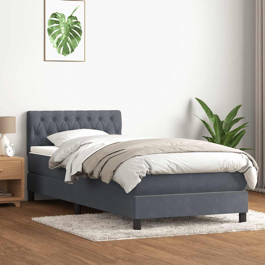 Giroletto a Molle con Materasso Grigio Scuro 80x210 cm Velluto | homemem39