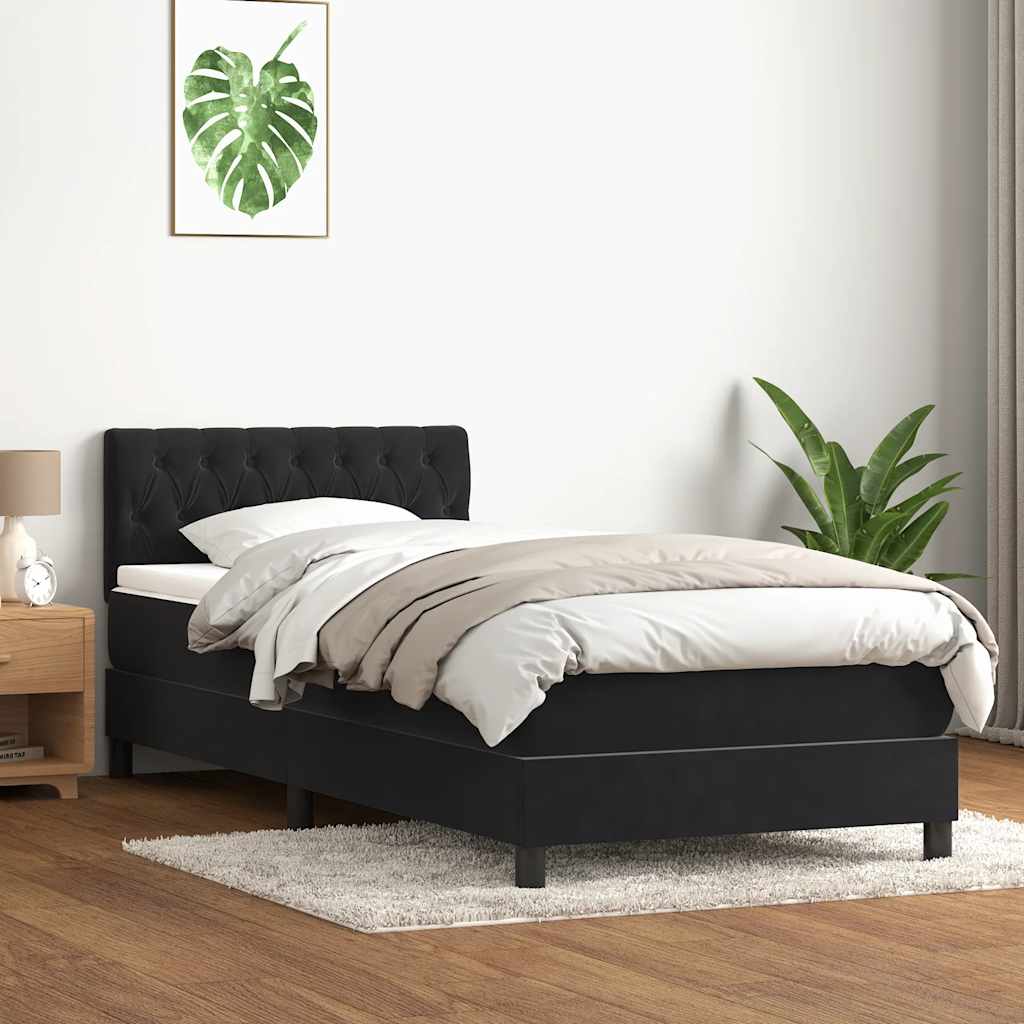 Giroletto a Molle con Materasso Nero 90x210 cm in Velluto | homemem39