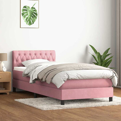 Giroletto a Molle con Materasso Rosa 90x210 cm Velluto | homemem39
