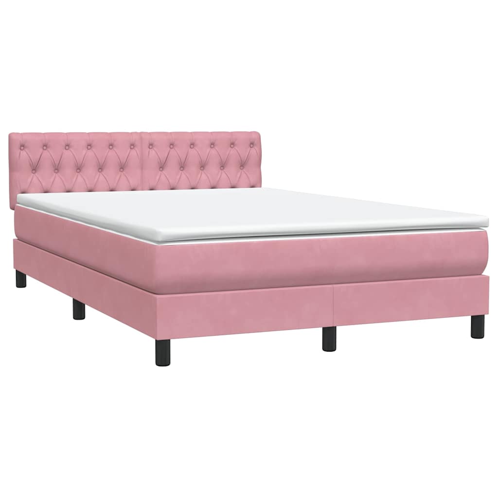 Giroletto a Molle con Materasso Rosa 140x210 cm in Velluto | homemem39