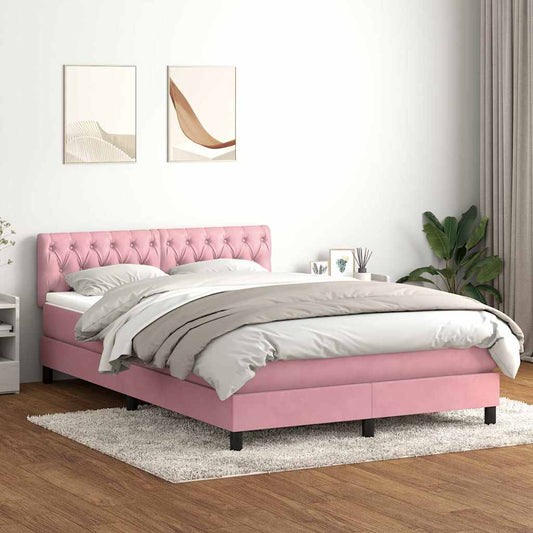 Giroletto a Molle con Materasso Rosa 140x210 cm in Velluto | homemem39