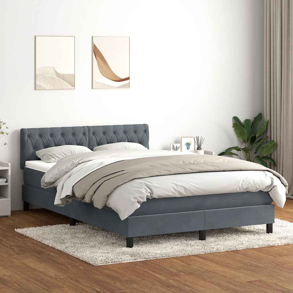 Giroletto a Molle con Materasso Grigio Scuro 160x210 cm Velluto | homemem39