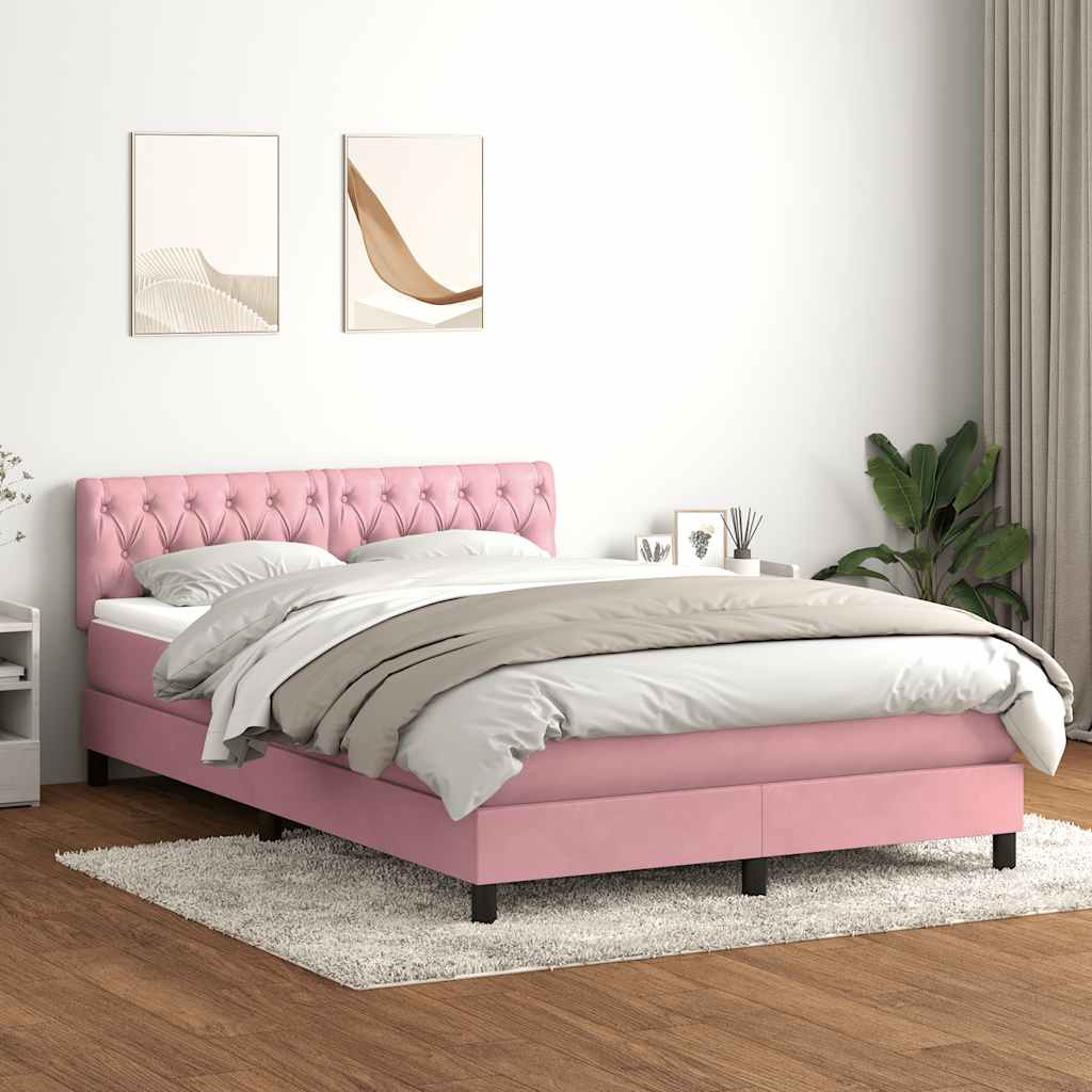 Giroletto a Molle con Materasso Rosa 160x210 cm in Velluto | homemem39