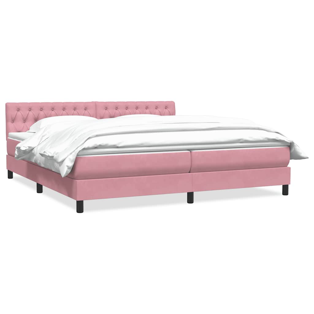 Giroletto a Molle con Materasso Rosa 180x210 cm in Velluto | homemem39