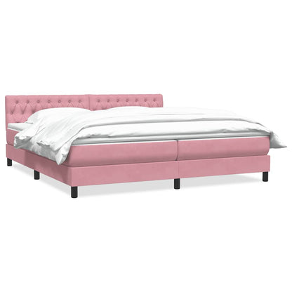 Giroletto a Molle con Materasso Rosa 180x210 cm in Velluto | homemem39
