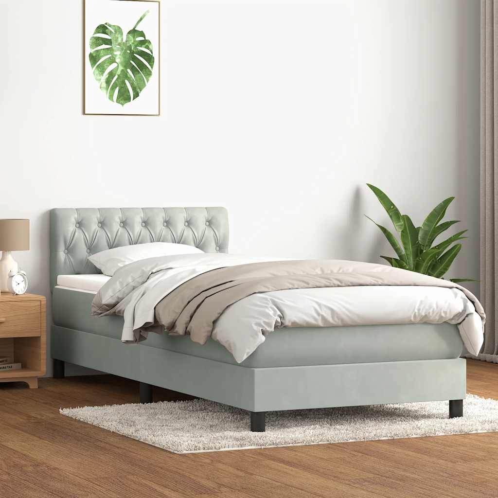 Giroletto a Molle con Materasso Grigio Chiaro 80x220 cm Velluto | homemem39