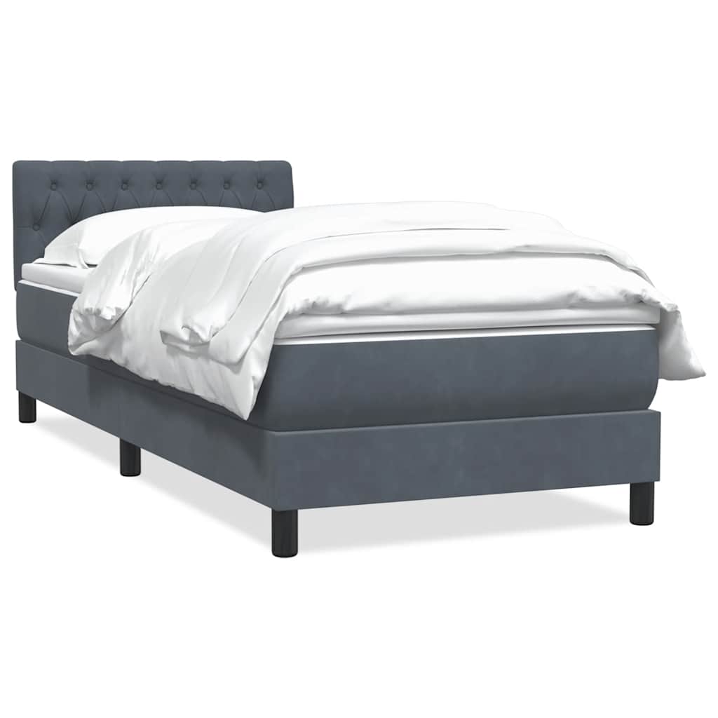 Giroletto a Molle con Materasso Grigio Scuro 80x220 cm Velluto | homemem39