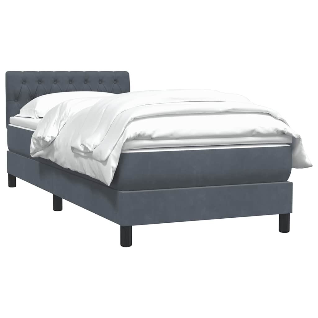 Giroletto a Molle con Materasso Grigio Scuro 80x220 cm Velluto | homemem39