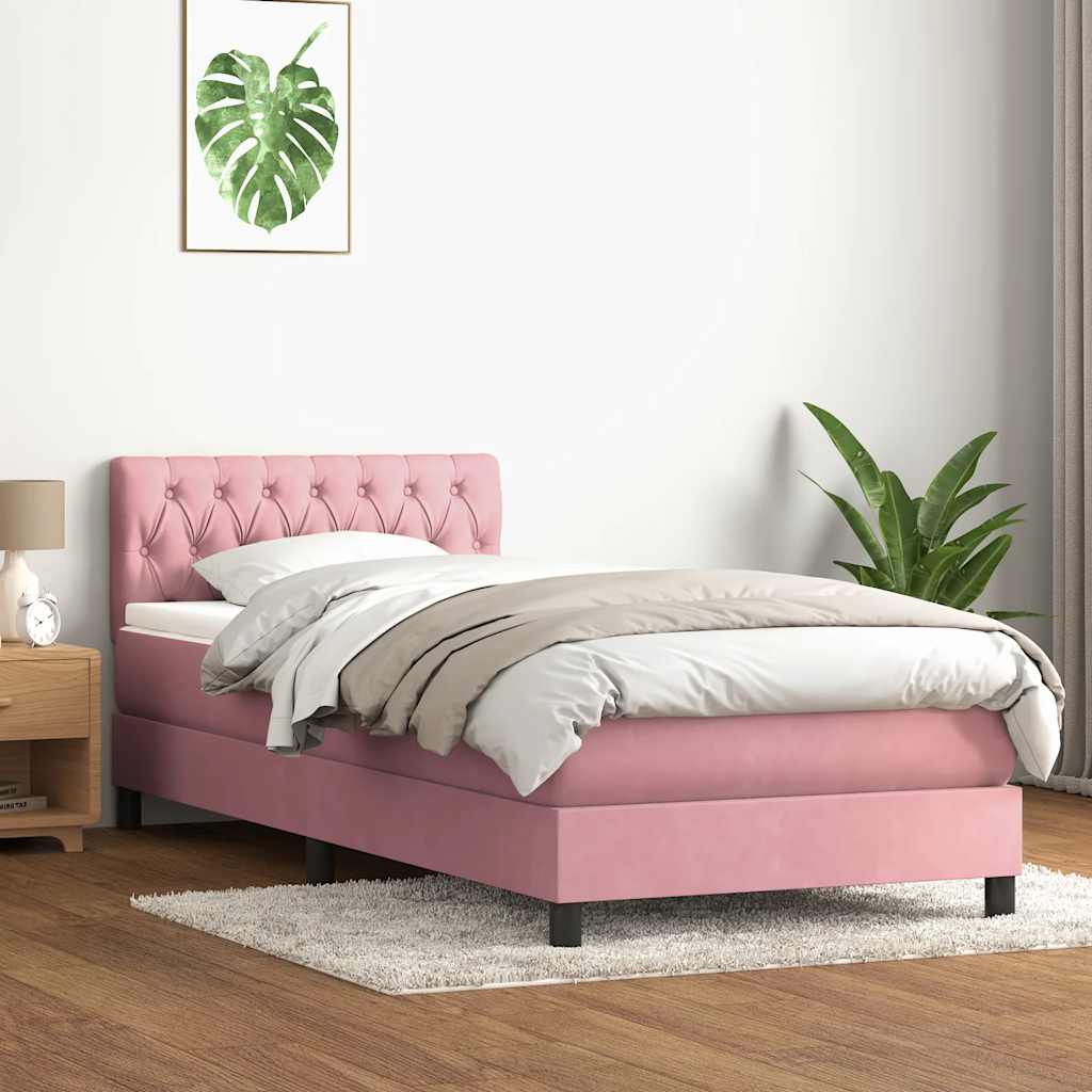 Giroletto a Molle con Materasso Rosa 90x220 cm Velluto | homemem39
