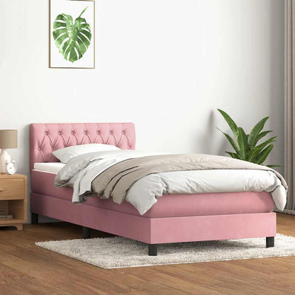 Giroletto a Molle con Materasso Rosa 90x220 cm Velluto | homemem39